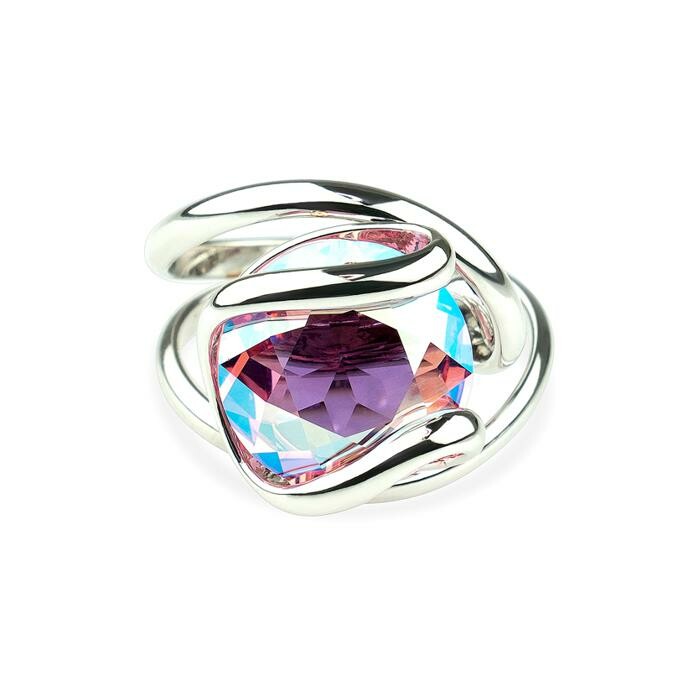 Bague Andréa Marazzini Cherry en métal rhodié et cristal précieux