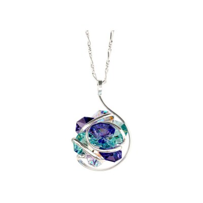 Pendentif Andréa Marazzini Flower en métal rhodié et cristal précieux