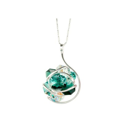 Pendentif Andréa Marazzini Flower en métal rhodié et cristal précieux