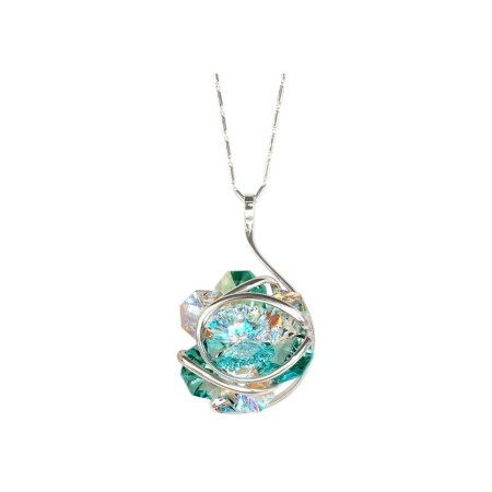 Pendentif Andréa Marazzini Flower en métal rhodié et cristal précieux