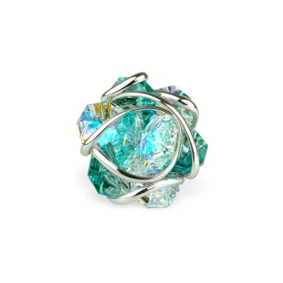 Bague Andréa Marazzini Flower en métal rhodié et cristal précieux