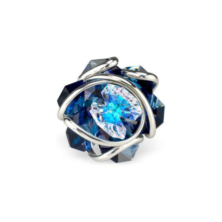 Bague Andréa Marazzini Flower en métal rhodié et cristal précieux