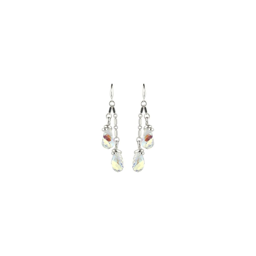 Boucles d'oreilles Andréa Marazzini Helyx ONC en métal rhodié et cristaux précieux