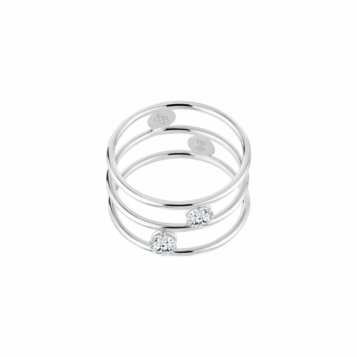 Bague La Brune & La Blonde HULA HOOP en or blanc et diamants de 0.20ct