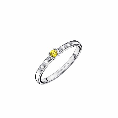 Bague Mauboussin Capsule d'émotions en or blanc, saphir jaune et diamants