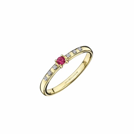 Bague Mauboussin Capsule d'émotions en or jaune, rubis et diamants