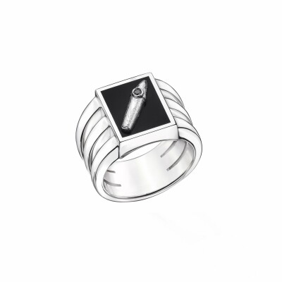 Bague Mauboussin Deal d'Homme Cigare en argent et diamants noirs