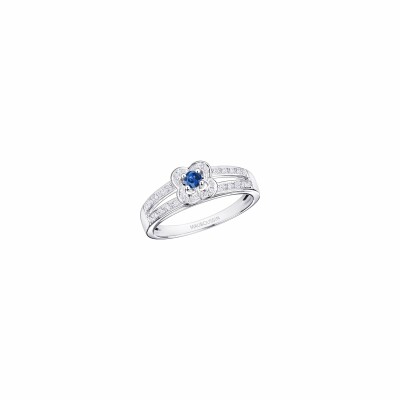 Solitaire Mauboussin Love Bleu en or blanc, saphir bleu et diamants