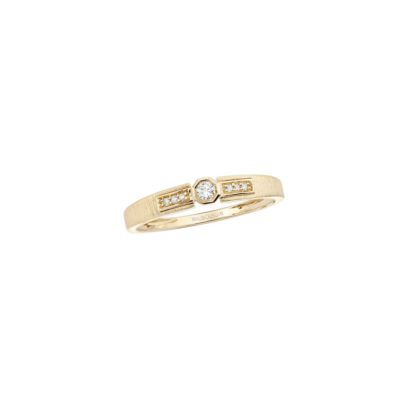 Bague MAUBOUSSIN 'Petit Et Grand Mot D'amour' - Or Blanc, Saphir Et Diamants, Taille 51