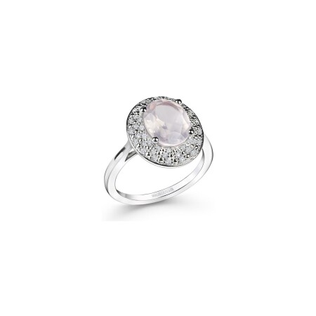 Bague Mauboussin Tellement Émouvante en platine, quartz rose et diamants