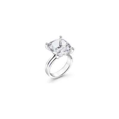 Bague Mauboussin Belle comme le Vent en argent, diamant 0.02 ct et quartz cristal