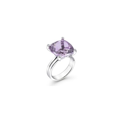 Bague Mauboussin Belle comme le Vent en argent, diamant 0.02 ct et rose de France
