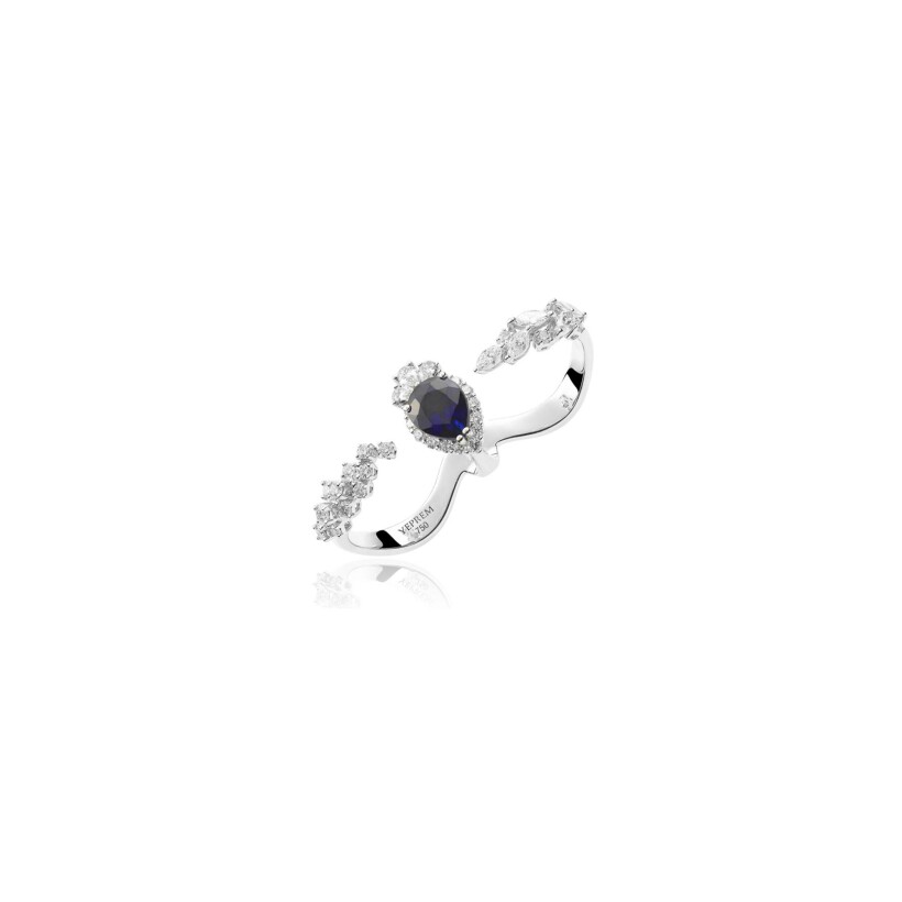 Bague Yeprem Reign Supreme en or blanc, diamants et saphir