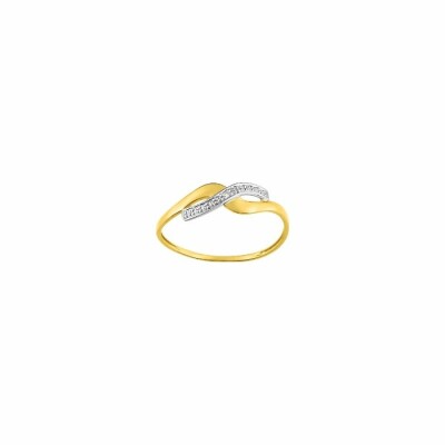 Bague en or jaune, or blanc et diamants