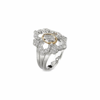 Bague Buccellati Opera Full Pavé en or blanc, or jaune et diamants