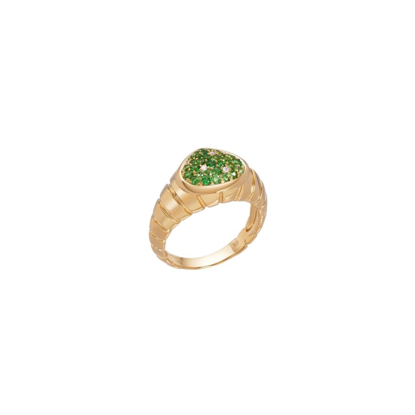 Bague Marina B Timo en or jaune, diamants et tsavorites, taille 56