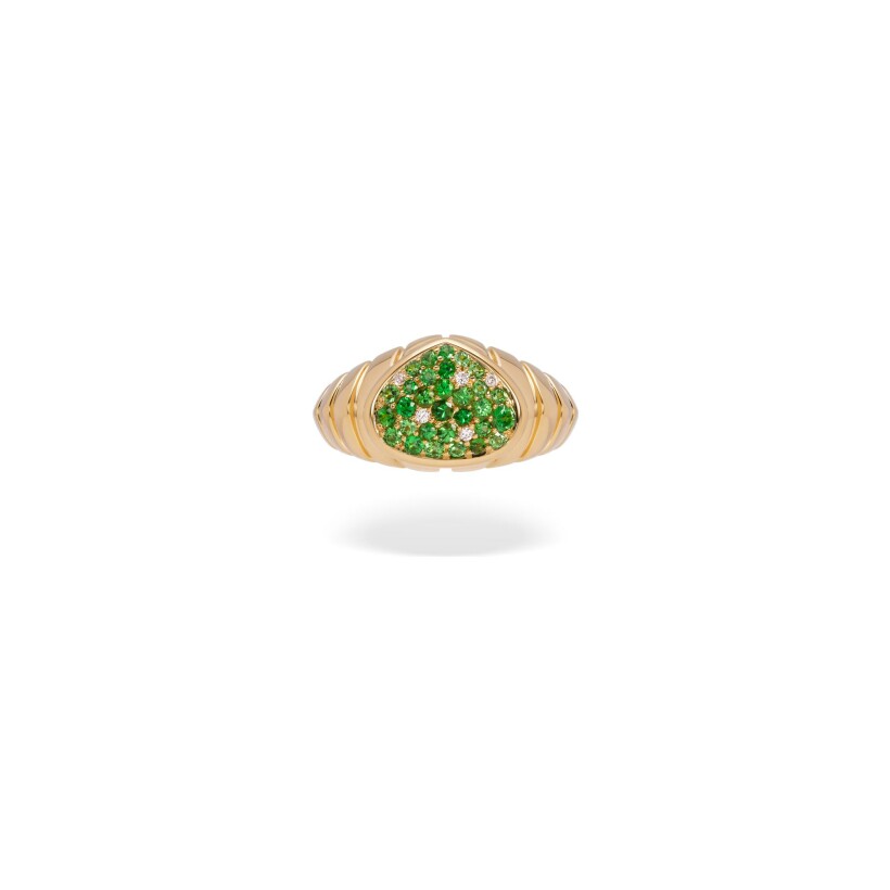 Bague Marina B Timo en or jaune, diamants et tsavorites, taille 56