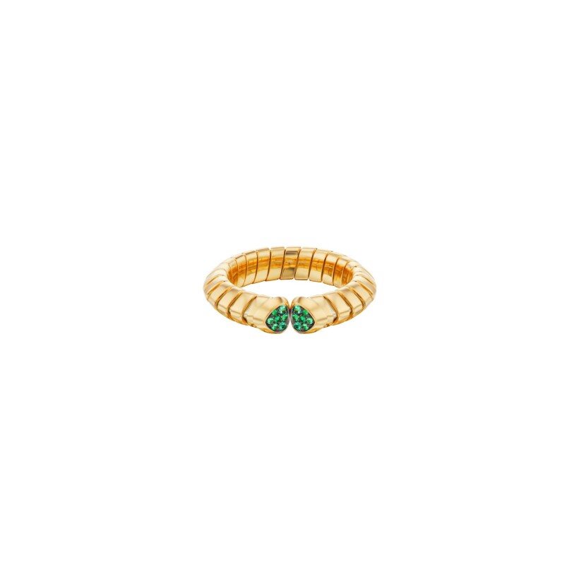 Bague Marina B Trisolina en or jaune et emeraudes, taille 56