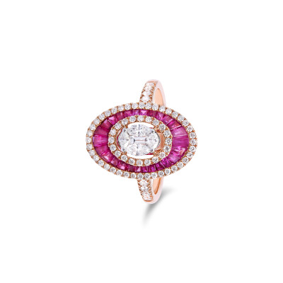 Bague Casino en or rose, rubis et diamants