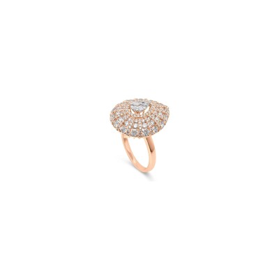 Bague Corsica poire en or rose et diamants