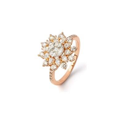 Bague Flocon en or rose avec composition délicate