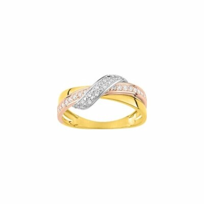 Bague en or jaune, or blanc, or rose et diamants de 0.192ct