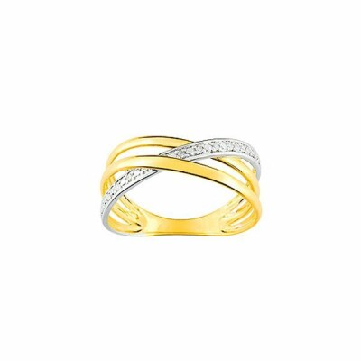 Bague en or jaune, or blanc et diamants