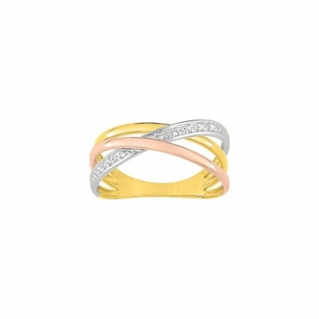 Bague en or jaune, or blanc, or rose et diamants de 0.044ct