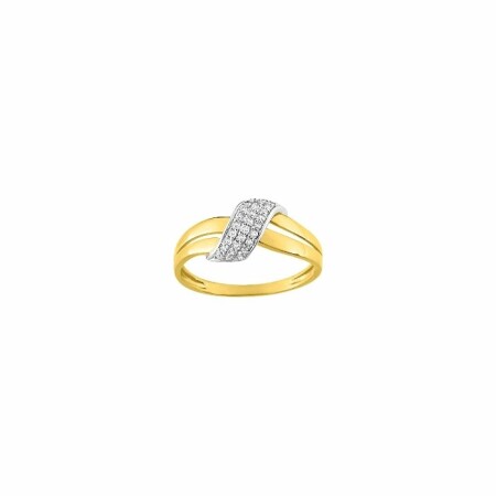 Bague en or jaune, or blanc et diamants