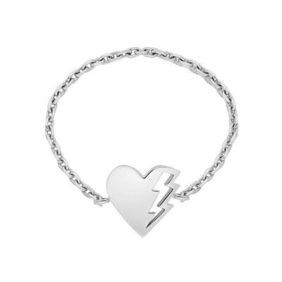 Bague Akillis chaîne cœur Love Tag en or blanc