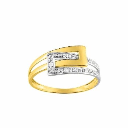 Bague en or blanc, or jaune et diamants de 0.015ct