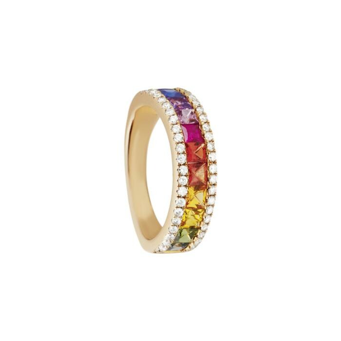 Bague Rainbow en or rose, saphirs et diamants