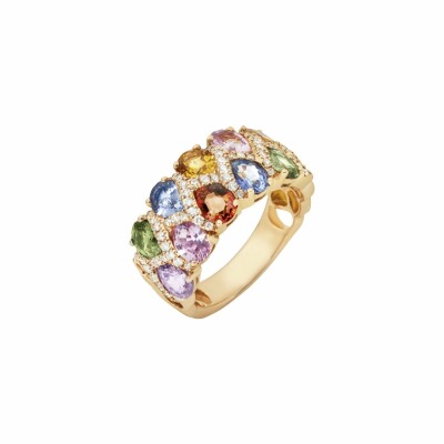 Bague Rialto en or rose, saphirs multicolores et diamants