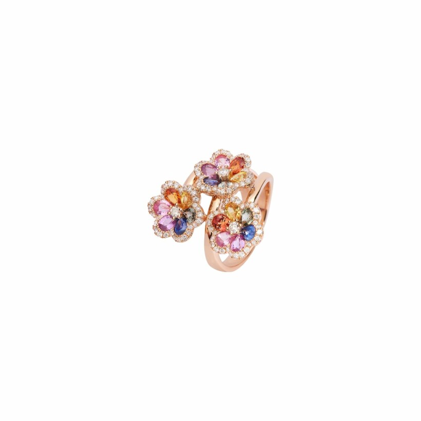 Bague Printemps en or rose, saphirs et diamants 