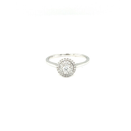 Bague solitaire double en or blanc et diamants