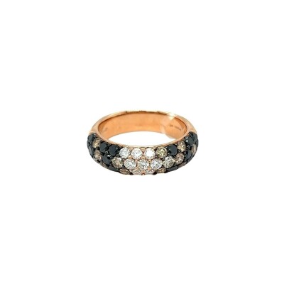 Bague Ligne Vendôme en or blanc, diamants noirs, diamants bruns et diamants