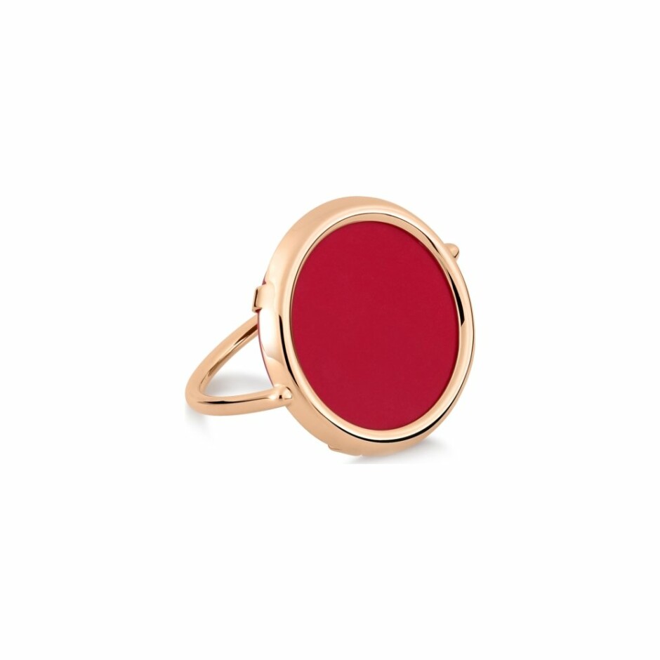 Bague GINETTE NY MARIA en or rose et corail rouge