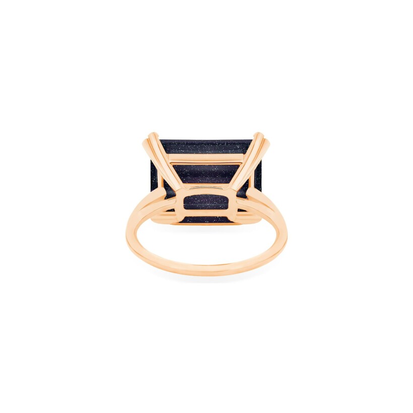 Bague Ginette NY Midnight en or rose et blue sand stone