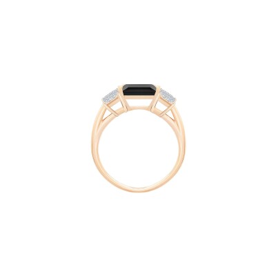 Bague Ginette NY Midnight en or rose, onyx et diamants