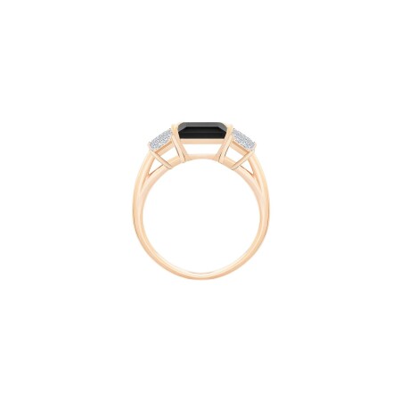 Bague Ginette NY Midnight en or rose, onyx et diamants