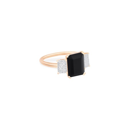 Bague Ginette NY Midnight en or rose, onyx et diamants