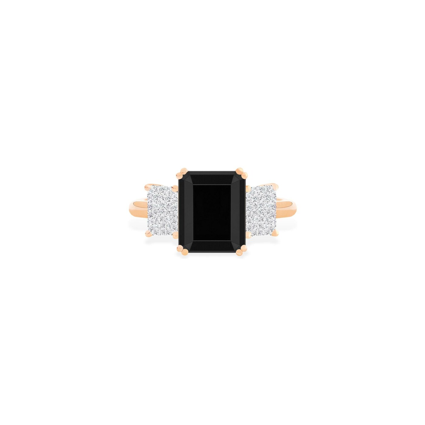 Bague Ginette NY Midnight en or rose, onyx et diamants