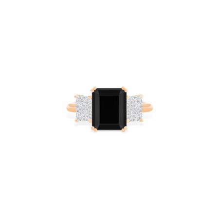 Bague Ginette NY Midnight en or rose, onyx et diamants