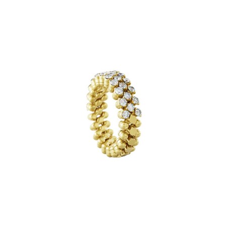 Bague 3 rangs Serafino Consoli Brevetto demi pavé en or jaune et diamants blanc, taille ajustable