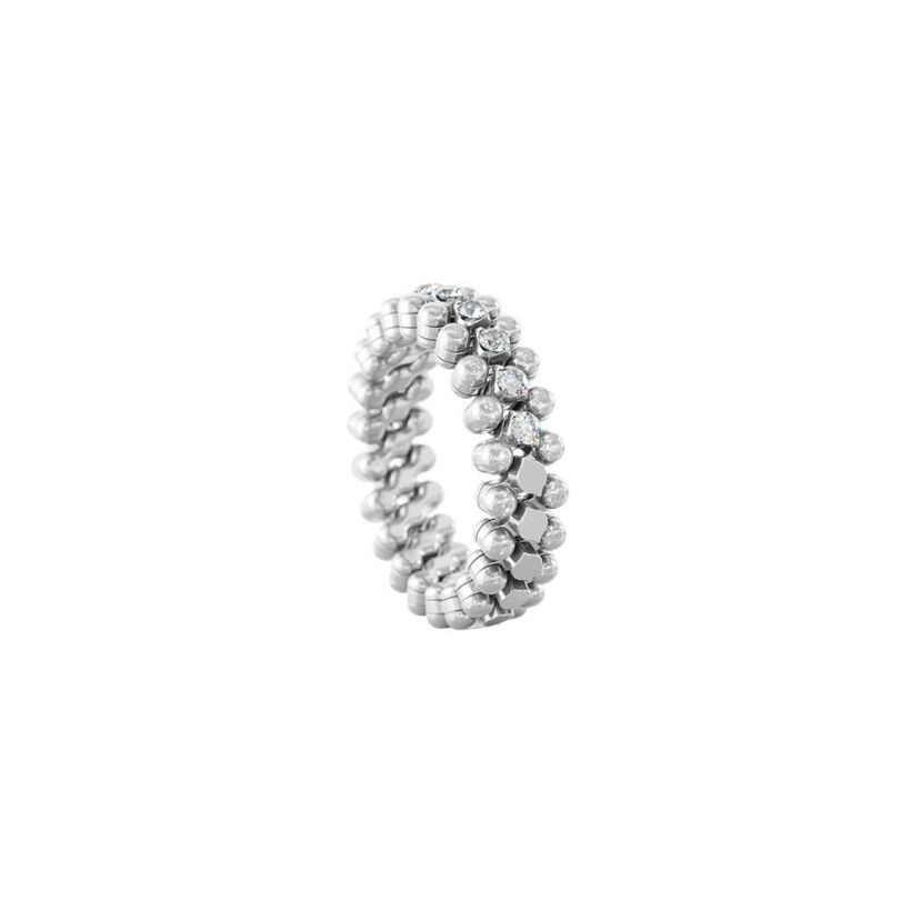 Bague 3 rangs Serafino Consoli Brevetto en or blanc et diamants blanc, taille ajustable