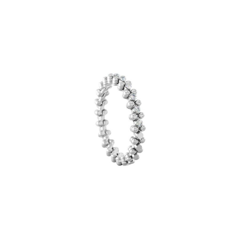 Bague 3 rangs Serafino Consoli Brevetto en or blanc et diamants blanc, taille ajustable