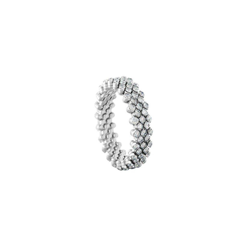 Bague 5 rangs Serafino Consoli Brevetto demi pavé en or blanc et diamants blanc, taille ajustable