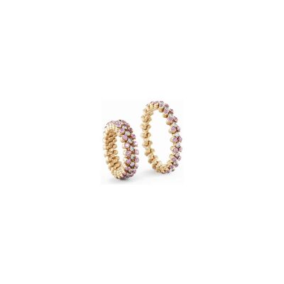 Bague 3 rangs Serafino Consoli pavé en or rose, diamants blanc et saphirs rose, taille ajustable