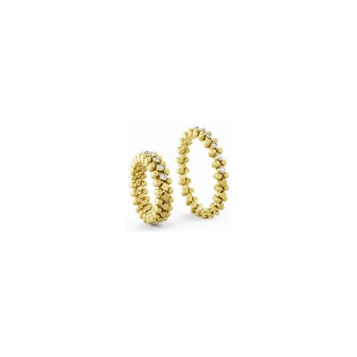 Bague 3 rangs Serafino Consoli demi pavé central en or jaune et diamants blanc, taille ajustable