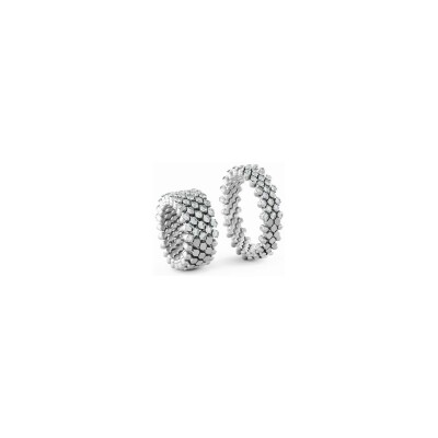 Bague 5 rangs Serafino Consoli demi pavé en or blanc et diamants blanc, taille ajustable